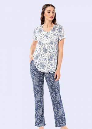 Alezne Patlı Desenli Pijama
