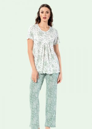 Alezne Patlı Desenli Pijama