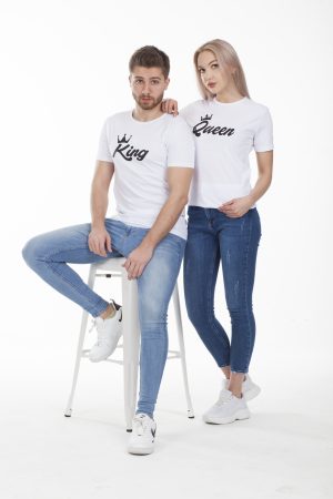 Moda Clubu Beyaz King & Queen Çift Tişört