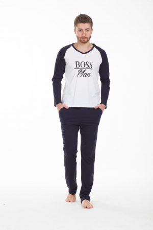 Moda Clubu Boss Man & Lady Çift Pamuklu Pijama Takımı