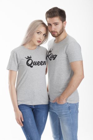 Moda Clubu Gri King & Queen Çift Tişört