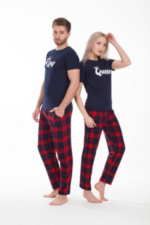 Moda Clubu Kırmızı Lacivert King & Queen Çift Pijama Takımı