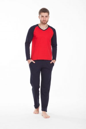 Moda Clubu Kırmızı Lacivert Çift Pijama Takımı