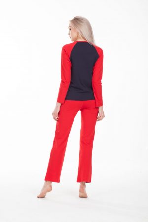 Moda Clubu Kırmızı Lacivert Çift Pijama Takımı