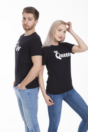 Moda Clubu Siyah King & Queen Çift Tişört