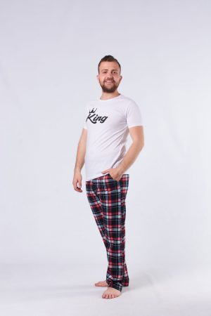 Moda Clubu King Beyaz Ekoseli Erkek Pijama Takımı