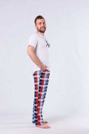 Moda Clubu Beyaz King&Queen Ekoseli Çift Kombin Pijama Takımı