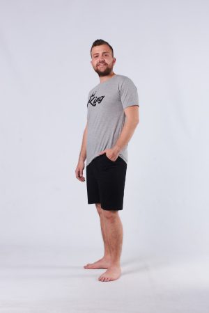 Moda Clubu King Gri Tişört & Siyah Şortlu Erkek Pijama Takımı