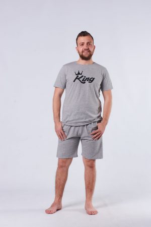 Moda Clubu King Gri Tişört & Şortlu Erkek Pijama Takımı