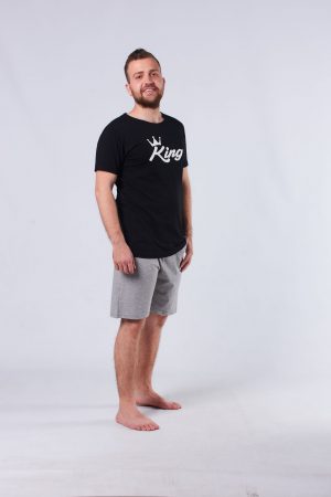 Moda Clubu King Siyah Tişört & Gri Şortlu Erkek Pijama Takımı