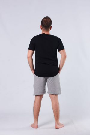 Moda Clubu King Siyah Tişört & Gri Şortlu Erkek Pijama Takımı