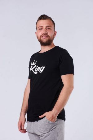 Moda Clubu King Siyah Tişört & Gri Şortlu Erkek Pijama Takımı