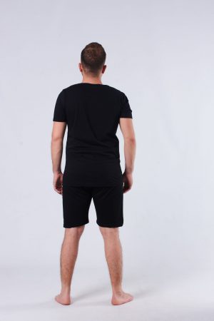 Moda Clubu King Siyah Tişört & Şortlu Erkek Pijama Takımı