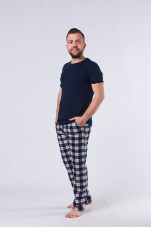 Moda Clubu Lacivert-Mavi Ekoseli Erkek Pijama Takımı