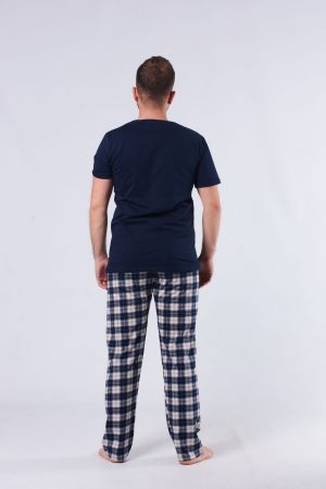Moda Clubu Lacivert-Mavi Ekoseli Erkek Pijama Takımı