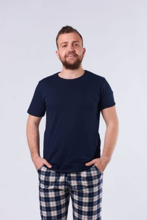 Moda Clubu Lacivert-Mavi Ekoseli Erkek Pijama Takımı