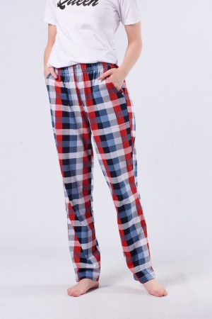 Moda Clubu Queen Beyaz Ekoseli Bayan Pijama Takımı