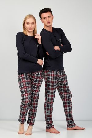 Moda Clubu İskoç Desen Ekose Çift Pijama Takımı