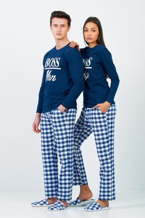 Moda Clubu Ekose Kadın Pijama Takımı Terlik Hediyeli (Bosslady)