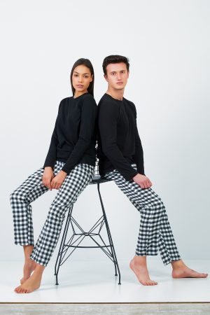 Moda Clubu Siyah-Beyaz Pijama Takımı - Kadın