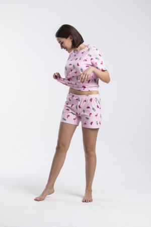 Moda Clubu Şortlu Pijama Takımı - Flamingo Desenli