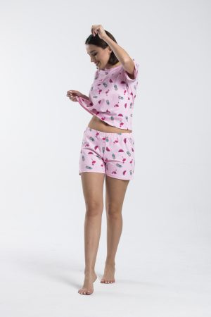 Moda Clubu Şortlu Pijama Takımı - Flamingo Desenli