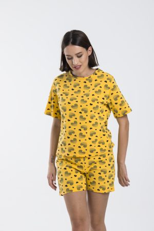 Moda Clubu Şortlu Pijama Takımı – Kalp Desenli