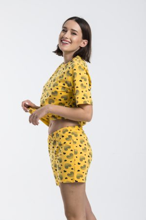 Moda Clubu Şortlu Pijama Takımı – Kalp Desenli
