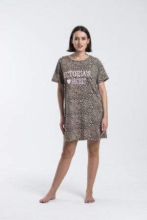 Moda Clubu Mini Leopar Desen Gecelik